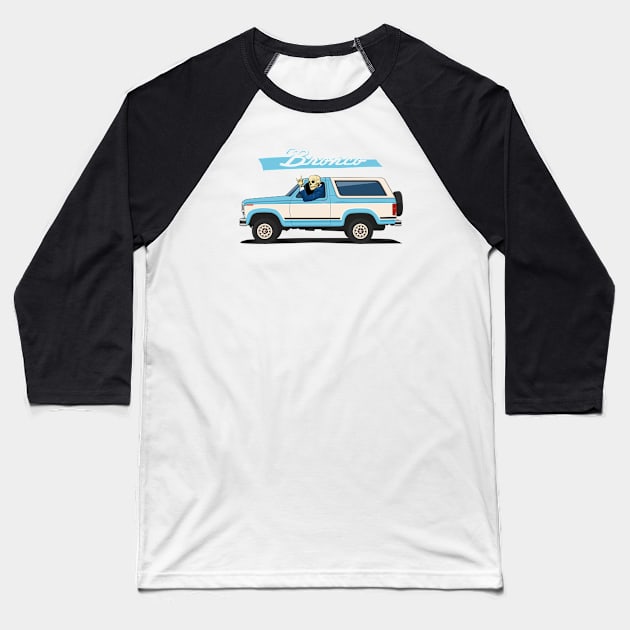 Truck bronco 1986 f150 xlt 4x4 skull metal aqua Baseball T-Shirt by creative.z